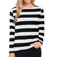 thumbnail image 4 of Blouses pour Femmes Chemise Décontractée à Rayures Imprimées pour Femmes T-Shirt à Manches Longues à Col Rond T-Shirts pour Femmes, 4 of 5