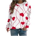 thumbnail image 1 of VALMASS Chandails en Molleton de la Saint-Valentin pour Femmes Manches Longues Col Rond Décontracté Mode Ample Blouses (S, Blanc-g), 1 of 4