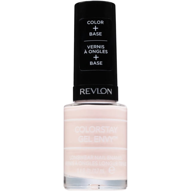 Revlon' Colorstay Gel Envy™ Revlon Vernis à Ongles Longue Tenue Couleur nude Pâle avec Couche de base Intégrée, dans une Bouteille en Verre Transparent avec Capuchon Noir Étiqueté « Color + base » et « », Conçu pour un Vernis Gel durable et une Finition de Qualité Salon.