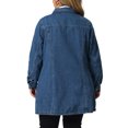 thumbnail image 3 of Plus Size Denim Jacket for Women Buttons Long Sleeve Jean Jackets 1X Blue, 3 of 6