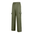 thumbnail image 4 of RXIRUCGD Men Casual Trousers High Waist Drawstring With Multi-Pockets Long Pants, Green, Size: M, 4 of 5