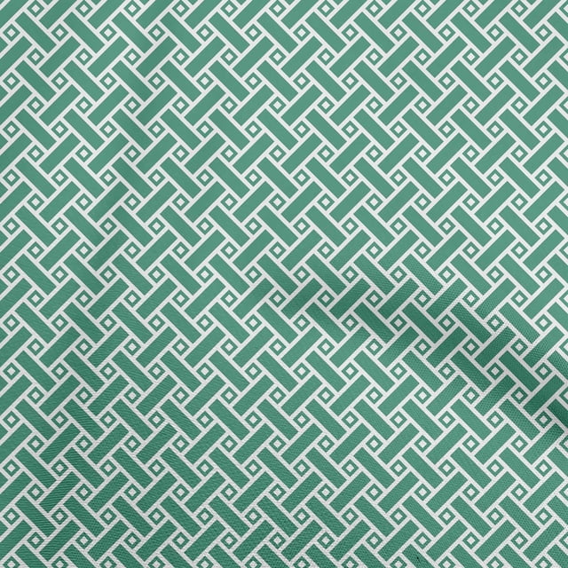 oneOone Cotton Cambric Green Fabric Geometrical Craft Projects Decor Fabric Printed By The Yard 56 Inch Wide