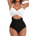 thumbnail image 1 of Innerwin Maillot de Bain Dégradé pour Femmes Surf Manches Longues Dos Nu une Pièce Noir + Blanc m, 1 of 4