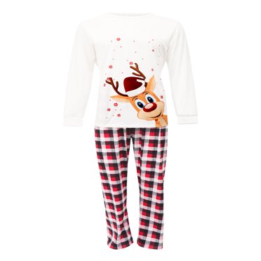 Ensembles de Pyjamas de Noël Assortis pour la Famille à Carreaux 2 Pcs Vêtements de Nuit Tenues Parent-Enfant