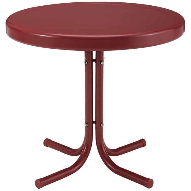 Afuera Living Table d'Appoint Moderne en Métal pour Patio, Fini Rouge Foncé Lustré