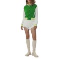 thumbnail image 1 of Women Varsity Baseball Jacket Casual Sweatshirt Long Sleeve Colorblock Button Down Cropped Bomber Coat, 1 of 9