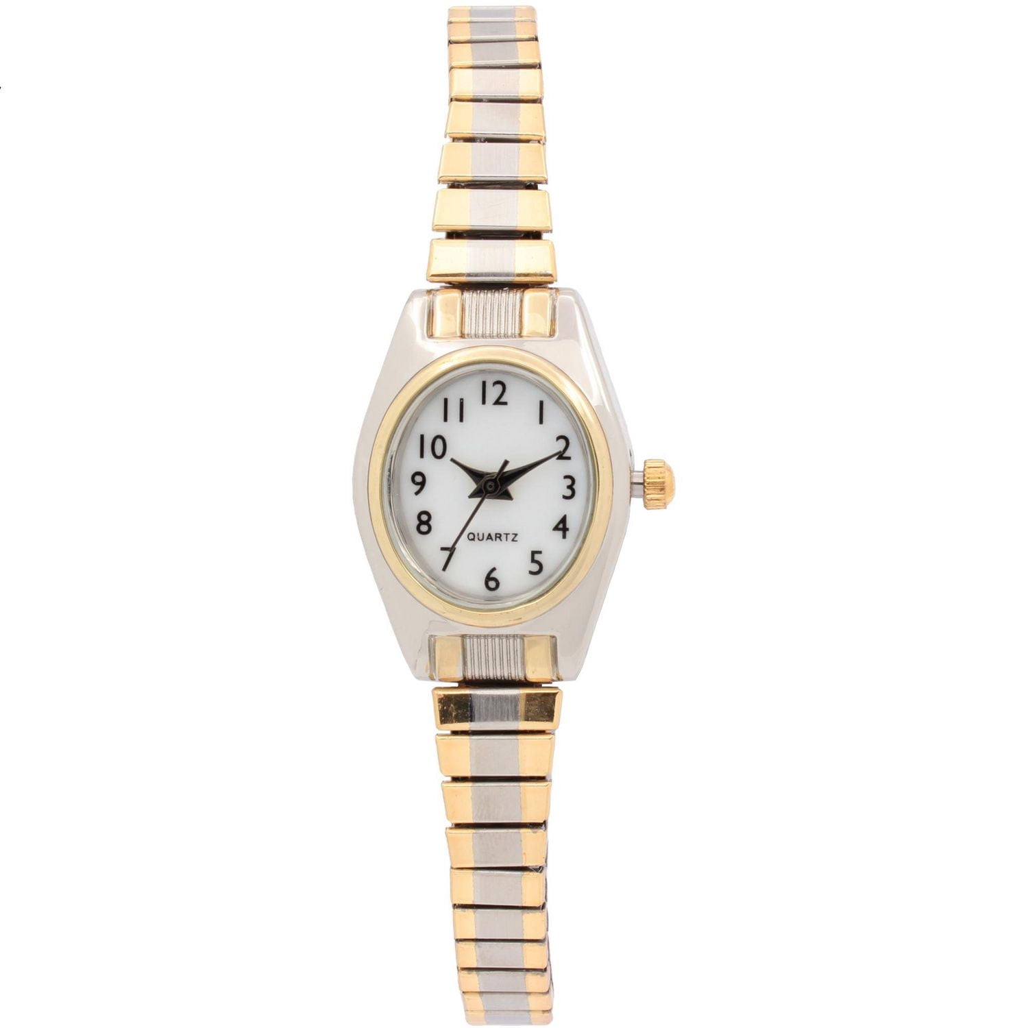 Montre pour femme à mouvement quartz – deux tons avec cadran blanc et chiffres noirs