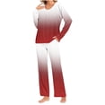 thumbnail image 1 of Rbaofujie Robes pour Femmes Vêtements de Nuit Ensemble de Pyjama Décontracté à Imprimé Dégradé Haut et Pantalon Peignoir pour Femmes, 1 of 6