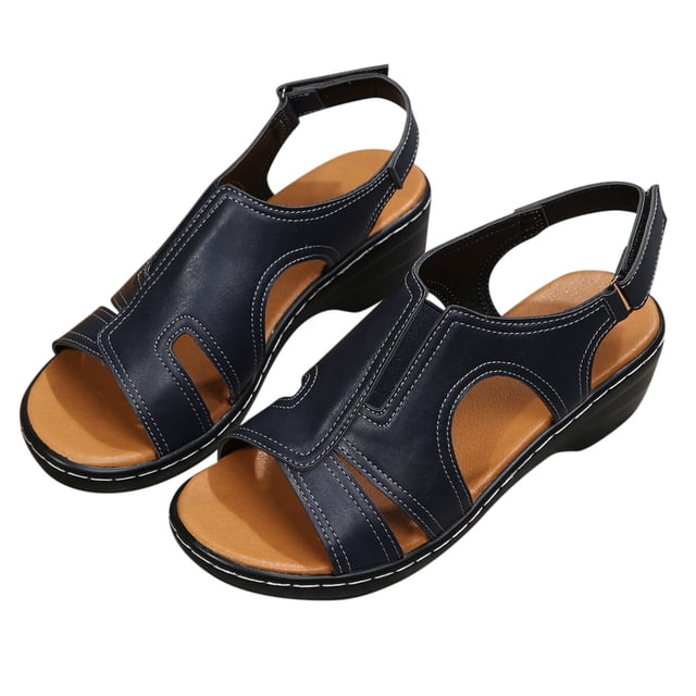 Sandales d'Été pour Femmes, Pantoufles Décontractées, Chaussures Romaines à Bout Ouvert, Compensées Décontractées