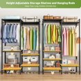 thumbnail image 4 of Oscrobie Wire Garment Rack, Heavy Duty Clothes Rack with 2 Hanging Rods, Metal Clothing Rack with Storage Shelves, 6 Adjustable Shelves, 2 Side Hooks, 120 * 40 * 194 cm, 4 of 7