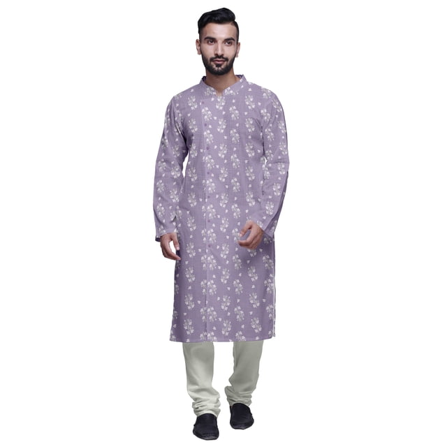 Atasi Kurta Pyjama de Fête pour Hommes Col Mandarin Manches Longues Kurta Pyjama Ethnique