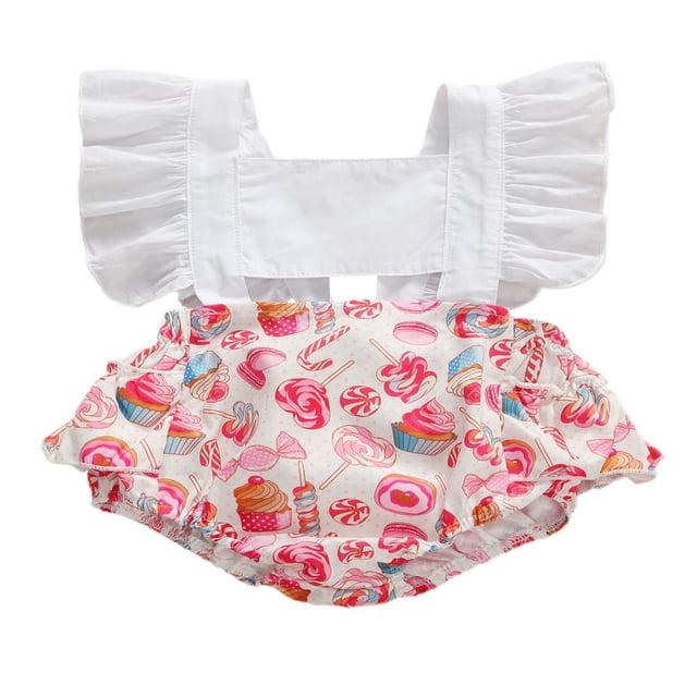 Tenue Barboteuse à Volants pour Bébé Fille à Imprimé Bonbon Citron