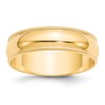 thumbnail image 1 of Bande Demi-Ronde 14KY 6mm LTW Milgrain Taille 7.5 Taille 7.5, 1 of 4