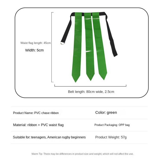 Green Flag Football Belt Youth Touchdown Game Capture the Flag Streamer Waist Flag