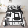 thumbnail image 2 of YST Black White And Grey Comforter Set 7 Piece King For Adults Men,Abstract Geometric Bedding Set Geometry Square Striped Bed In A Bag Simple Lines Bed Set Modern Bedroom Decor, 2 of 5