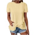 thumbnail image 4 of Timegard Summer Tops for Women Drop Shoulder Crewneck Ruffle IrregularlyEyelet Comfy Casual Tee Shirts, 4 of 7