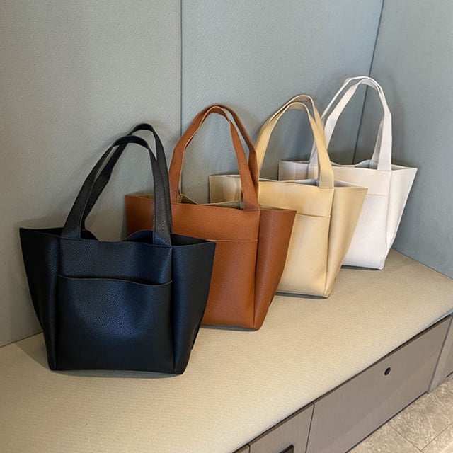 Becaristey Scratch-proof Handbags With Fine Stitching Wide Application Daily PU Bag Large Capacity Tote Bags brown