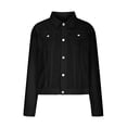 thumbnail image 3 of Pompotops Veste en Denim Unie pour Femmes à Manches Longues, Cardigan Amincissant avec Poches, Manteau, Hauts, Liquidation, 3 of 5