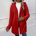 thumbnail image 4 of KIHOUT Womens Winter Long Sleeve Solid Fuzzy Fleece Open Front Button Hooded Cardigans Jacket Coats Outerwear, 4 of 9