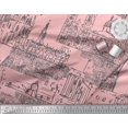 thumbnail image 2 of Soimoi Pink Rayon Fabric London Theme Architectural Printed Fabric 1 Yard 42 Inch Wide, 2 of 3