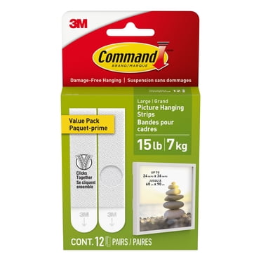 Command Picture Hanging Strips 17206-12EF, White, Large, 12 Adhesive Strips Per Pack