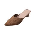 thumbnail image 2 of NAOJIE Mules à Talon Épais à Bout Pointu Fermé pour Femmes, Mode, Tige Rayée, Sandales Décontractées Confortables - Brun - 39, Pointed Toe Mule, Mules à Talon Bas, Mules à Bout Pointu pour Femmes, 2 of 5