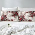 thumbnail image 4 of Erosebridal Ensemble de Draps à Fleurs Rouges Format Grand, Draps à Fleurs Vintage Grand, Ensembles de Draps Grand à Encre Aquarelle, Décoratif et Respirant pour la Chambre, 4 Pcs, 4 of 6
