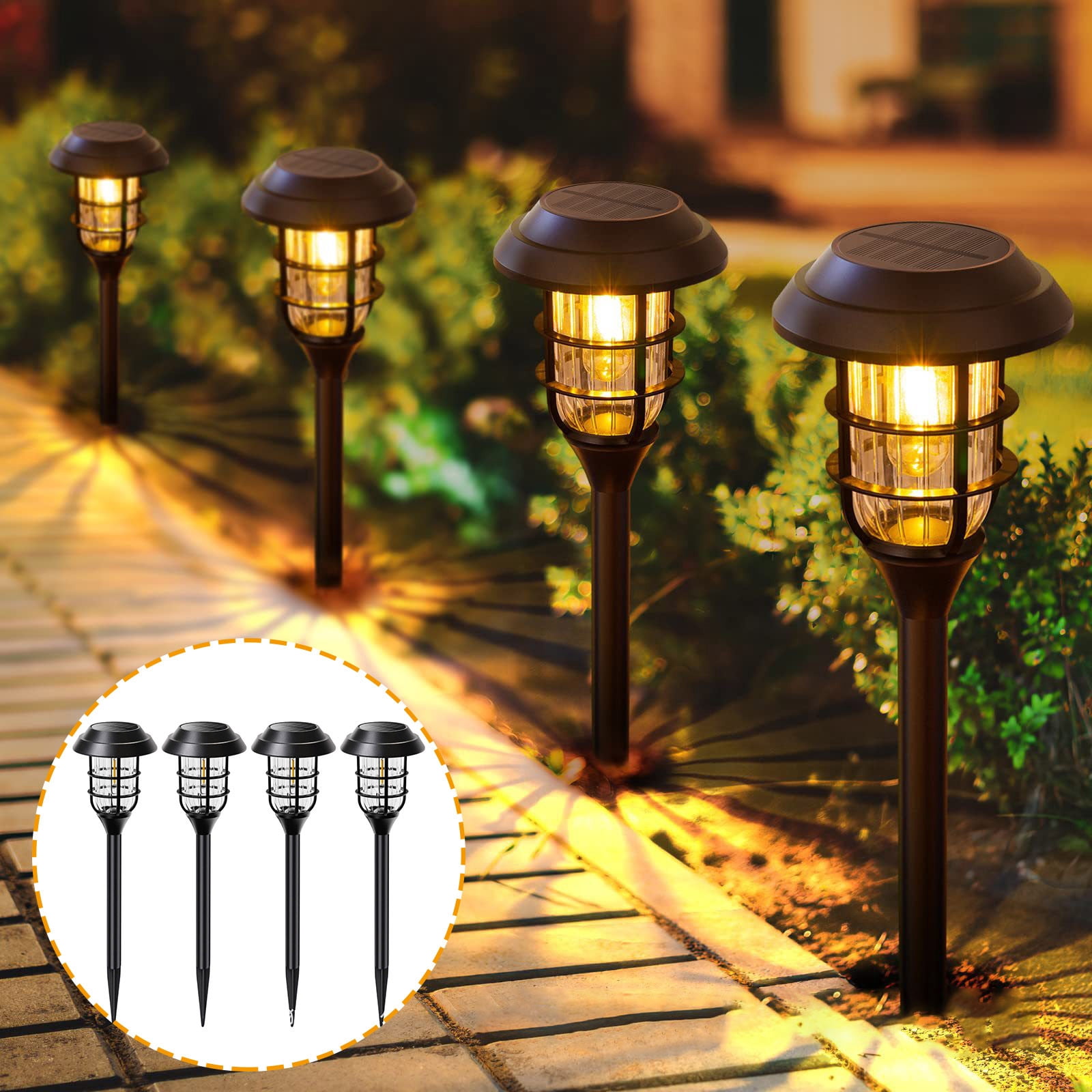 Danhjin Solar Garden Light Solar Garden Lights IP65 For Outside Decor Solar Powered Lighting For Outdoor Yard Patio Garden Beds Porch Gardening Tools