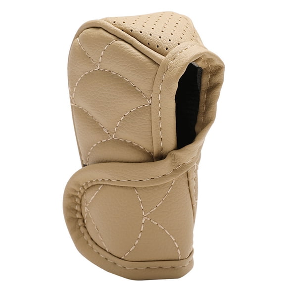 Yhmxh Leather Lattice Pattern Gear Shifter Knob Cover, Auto Car Shifter Knob Protective Sleeve Hoop & Loop Type Car Accessories Automobile Tools Car Supplies Decorations