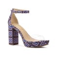 thumbnail image 1 of BLISSFUL STEP Women's Printed Clear Platform Block Heels Sandals Purple 7.5, 1 of 7