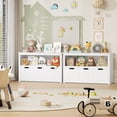 thumbnail image 4 of Homfa Rangement pour Jouets pour Enfants, Bacs de Rangement en Cubes avec 3 Tiroirs, Boîte à Jouets Blanche avec Étagères et Roues, 4 of 8