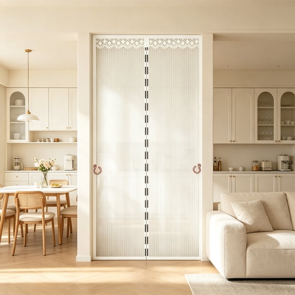 Amzcrzy Screen Door Magnetic Screen Door Heavy Duty Sealing Fiberglass Mesh Curtain with Full Frame Magnet Closure Hands Free Snaps Shut Keep Out Pet Friendly for Patio S Curtains Room Decor