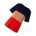 thumbnail image 2 of T-shirt pour Femmes à Blocs de Couleur, Manches Courtes, Haut à Manches, Haut pour Femmes, Blouse à Col Rond, Orange Coloré, L, 2 of 7