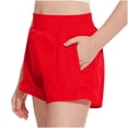 thumbnail image 3 of Shorts Athlétiques pour Filles en Liquidation, Décontractés, Taille Haute, Shorts Athlétiques pour Filles, Shorts d'Été Actifs de Course avec Poches, Neufs, Rouges, 12 Ans, 3 of 5