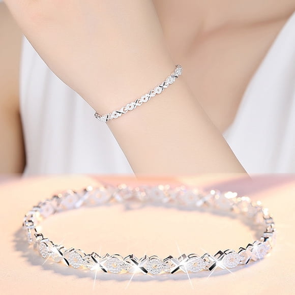 SIfdSeng Silver Plated Bracelet Women's Personality Bracelet Silver Plated Bracelet Memorial Day Bangles Bracelets for Women Bracelet Stack for Women Silver Initial Bracelet for Teen Girls