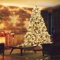 thumbnail image 4 of Gymax 9 FT Pre-Lit Christmas Tree Snow Flocked Hinged Pine Tree w/ Metal Stand, 4 of 10