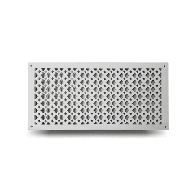 Grille à Retour d'Air 10′′ X 22′′ avec Trous et Vis, Taille de Plaque Frontale 12′′ X24′′, Couvercle Décoratif pour Conduit de CVC, Évent en Fonte Enduit de Poudre Repeintable pour Murs, Plafonds, Planchers – Motif Champignon Tudor VR100