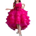 thumbnail image 1 of XDZJLR Girl Dresses Children'S Solid Color Irregular Mesh Lace Knee Length Trailing Wedding Puffy Princess Clothing, 1 of 4
