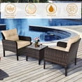 thumbnail image 4 of Costway 3PCS Outdoor Rattan Conversation Set Patio Garden Furniture Cushioned Sofa Chair, 4 of 9