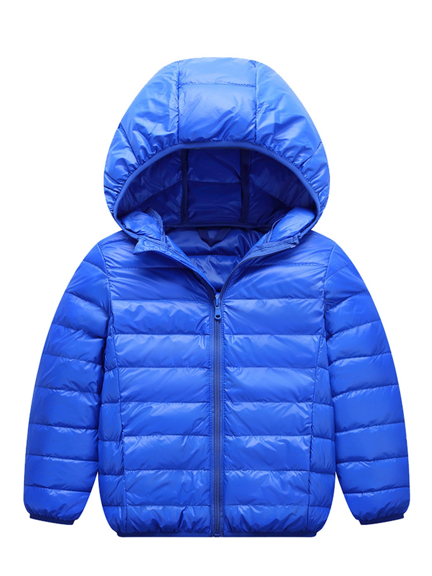 LUXUR Boy Hooded Neck Puffer Coat Lightweight Winter Down Jackets Colorful Blue 150cm
