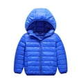thumbnail image 1 of Innerwin Puffer Coat Solid Color Kids Cardigan Outdoor Hooded Neck Warm Down Jackets Colorful Blue 140cm, 1 of 2
