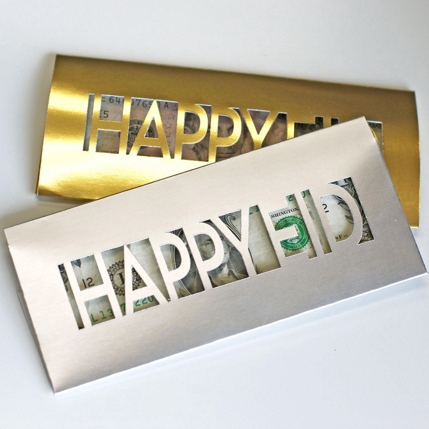 modernEID enveloppes d'argent Happy Eid métalliques