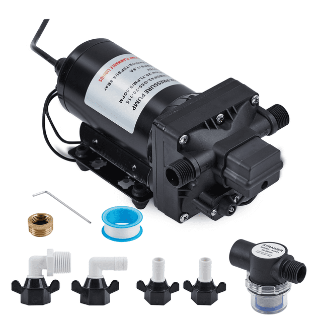Fresh Water Diaphragm Pump, Rv Pump, Fresh Water Pump,Pressure Adjustable (40-80 PSI) with Auto Switch for RV, Boat, Water Purifier & Solar System