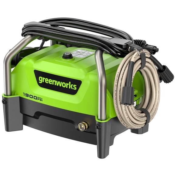 Greenworks 1900 PSI, 1,2 GPM. Boyau Haute Pression de 20 Pi, Bouchon GFCI de 35 Pi, 25 Degrés, Turbo, Applicateur de Savon