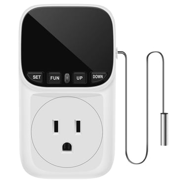 WHEANG Plug Temperature Controller Thermostat Heating Mode Timer Socket for Home Warming Boxes Backlit American Temperature Socket Countdown Temperature Controller One Size Multi-Color