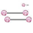 thumbnail image 1 of BodyJewelryOnline Nipple Barbell Implant Grade Titanium with CZ bezel Set Internally Threaded Women, 1 of 6