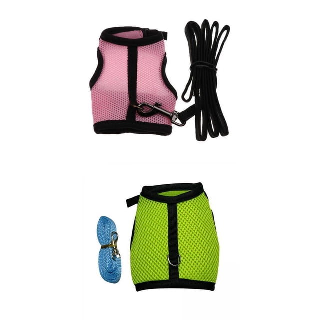 GROWTH TANK 2pcs Soft Harnesses Breathable Adjustable And Leash Set for Cat Ferrets M