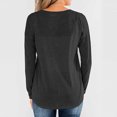 thumbnail image 4 of Timegard Womens Tops Notched V-Neck Button Long Sleeve Solid Color Comfy Fall Casual Loose Tee Tops, 4 of 4