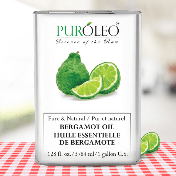 PUROLEO Bergamot Essential Oil 128 Fl Oz/3785 ML (MADE IN CANADA) Pure and Natural for Aromatherapy, Skin and Hair Care - Therapeutic Grade Oil for Relaxation, Mood Boost, and Meditation