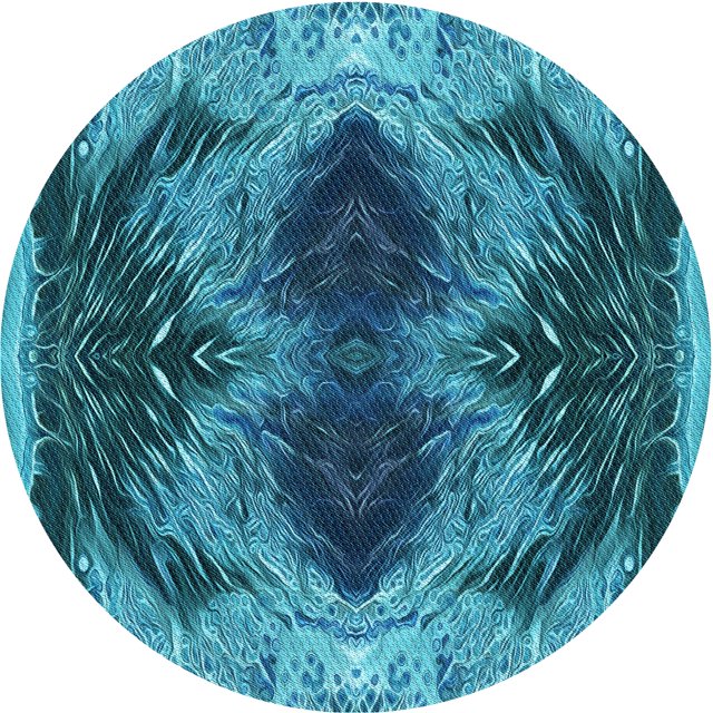Ahgly Company Machine Washable Indoor Round Transitional Bright Turquoise Blue Area Rugs, 6' Round